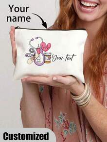 Customized Medical Storage Bag ,Toiletry Bag, Cosmetics Storage Bag,Multifunctional Storage Bag- Custom Your Name, Perfect For Nhs Thank You, New Grad, Hospital Staff & Medical Students Gifts,Nurse Cosmetic Makeup Bag Nurse Practitioner Gift Np Graduation Gift Zipper Pouch Bag For Nursing Student Teacher - Beige - View 17