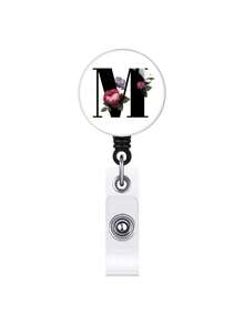 1pc Retractable ID Badge Reel With Clip, Rotary Clasp Fit For A-Z ID Cards, White Glass Keychain, Suitable For Nurses, Doctors, Office Supplies, Back To School Identification, Meaningful Gift For Halloween, Christmas, Valentine's Day, New Year For Friends, Colleagues, Teachers, Elders