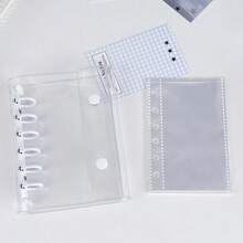 A7 Size Transparent Portable File Bag, Double Buckle Design, Suitable For Storing Photos, Can Also Be Used As Photo Album, Stationery, Notebook, Sticker Book, Office Supplies, School Supplies - Multicolor - View 18