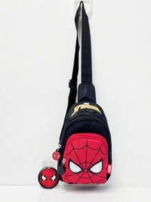 蜘蛛侠胸包/单肩包，卡通可爱印花小背包，轻便单肩包，送给家人和朋友的圣诞礼物 - 彩色 - 查看 3