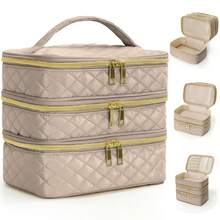 1-Piece Large Capacity Three-Layer Travel Cosmetic Bag, Multi-Function Separated Storage Bag, Travel Classification Storage Bag, Skin Care Product Storage Bag, Nail Polish Product Storage Box, Portable Handbag, Sanitary And Toiletries Storage And Sorting Bag, Household Products Classification Packaging Box, Travel Necessities, Fashionable Color And Style, Suitable For Travel And Family Use, Gifts For Family, Friends And Loved Ones - 彩色 - 查看 12