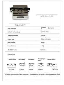 1副女士极简方形塑料框透明镜片眼镜 - 黑色套裝 - 查看 7