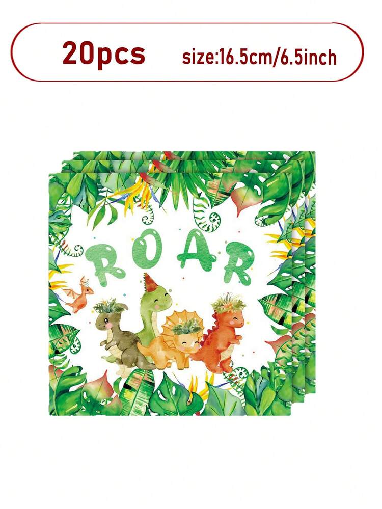 Dinosaurus Feestservies Voor 25 Gasten – 100-delige Set Met Borden, Bekers En Servetten – Ideaal Voor Kinderfeestjes, Jungle-safari En Dinosaurusthema