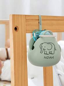 Personalized Pacifier Box With Name And Pattern, Silicone Small Pouch, Keychain, Baby Stroller Pendant, Customized Gifts With Name And Pattern (Lion, Rabbit Style)