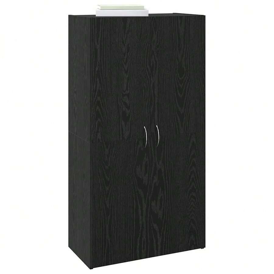 Armário de escritório vidaXL com aparência de carvalho preto, 60 x 32 x 115 cm, material à base de madeira. - Castanho - Ver 1