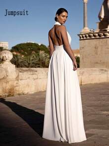 纯色针织露背连衣裙，适合婚礼、节日、派对