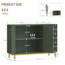 HaluPeit Meuble de Salle de Bain, Meuble de Rangement, Armoire Salle de Bain, Placard Rangement avec 2 Portes, Compartiment Ouvert, Meuble Bas Rangement, Salle de Bains, Le Salon, Vert Forêt - Vert - Voir 11
