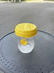 Transparent Plastic Outdoor Insect Trap With Yellow Cap - No Power Needed, Effectively Captures Fruit Flies, Wasps And Aphids, Transparent Design For Easy Monitoring, Fly Catcher