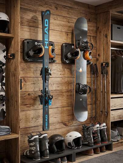 2pcs Ski Rack , Ski/Snowboard Wall Mount, Skateboard Wall Mount, Fits Any Ski/Snowboard, Holds Up To 50lbs, Winter Gear Organizer, Vertical Ski Storage Rack For Home & Garage,A Gift For Skiing Enthusiast, Christmas Gift