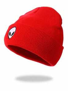 1 pieza Gorro de punto bordado con diseño de alien, gorro de esquí unisex para invierno cálido - extranjero - Ver 15