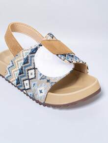 1 Pair Floral Print Children's Summer Sandals - Lightweight, Comfortable, Flat Children's Sandals, Random Print Contrast Color Children's Shoes, Casual Soft Bottom Boys/Girls Summer Sandals