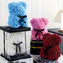 Romantic Rose Bear Artificial Rose, Perfect For Valentine's Day, Mother's Day, Anniversaries And Weddings, Ideal Home Decor Gift (Box Not Included) - Multicolor - View 7
