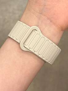 一套双色磁扣硅胶表带+表壳，适用于46mm、38mm、40mm、41mm、42mm、44mm、45mm、49mm表盘，可爱糖果色表带搭配保护壳，兼容苹果Series 11、10、9、8、7、6、5、SE、Ultra 2。 - 杏色 - 查看 7