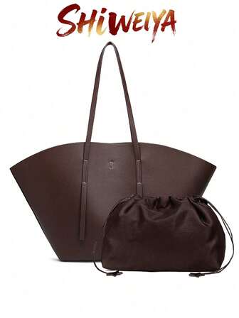 Women's Tote Bag, Minimalist Large Capacity Faux Leather Handbag, Shoulder Bag For Work, Date, School