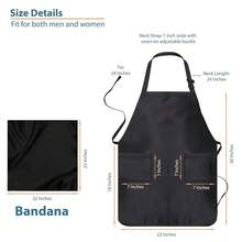 Adjustable Cotton Chef Aprons With 2 Pockets And Complimentary Bandana, Kitchen Apron For Women And Men,1Pack-Red - 1 Gói-Đỏ - Xem 3