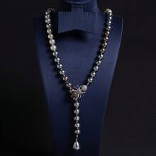 1pc Handmade Beaded Necklace, Fashion//Bohemian Style, Random Arrangement Of Pearls, Bee, Insect, Elephant, Leopard, Animal Shapes, Suitable For Women, Autumn/Winter, Sweater Chain, Long Necklace, Y2K, Women's Long Necklace, Gift