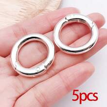 5个弹簧O型环圆形登山扣钥匙圈扣锌合金圆形弹簧钩适用于钥匙链钥匙圈DIY钱包手提包链条环扣替换件 - 彩色 - 查看 18