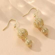 优雅奢华手工金球吊坠耳环，女士优雅耳环及配饰，馈赠亲朋好友的精美节日礼物 - 金色 - 查看 2