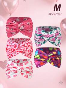 Băng đô bản rộng in hình hoa hồng và trái tim dành cho nữ, thích hợp làm quà tặng ngày Valentine (1 cái/3 cái/5 cái), phụ kiện tóc thời trang đa năng. - Nhiều màu - Xem 30