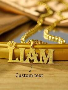 1件定制亮面哑光名字项链吊坠，个性化不锈钢半包裹式情书项链吊坠，家庭首饰，生日、节日、圣诞节礼物（送给她），锐舞配饰 - 彩色 - 查看 3