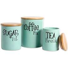 DII Kitchen Accessories Retro Collection, Cerámica, Juego de botes, Aqua, 3 piezas(Agua) - Multicolor - Ver 1