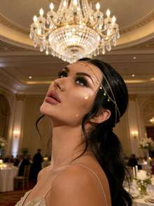 1Pc Ladies' Luxurious Bridal Head Chain, Elegant Bohemian Gold Headpiece For Wedding Tiaras Headpieces Jewelry, Perfect Accessory For Bridal Shower Engagement Photoshoot Wedding Ceremony Reception, Ideal For Prom Night Evening Gowns Formal Events Pageant Celebrations - Vàng - Xem 10