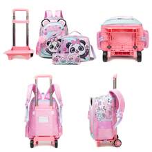 3件套女童拉杆背包，多口袋美人鱼/猫咪图案，适合小学生，带铅笔盒和铅笔盒 - 女童分離式拉桿包 - 查看 8