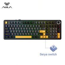 AULA Bàn phím cơ không dây F99 Pro, 3 chế độ kết nối, 99 phím, switch Cherry OEM, pin dung lượng lớn 8000mAh, switch có thể thay nóng, thiết kế gắn gioăng, núm điều khiển đa phương tiện, đèn nền RGB, keycap PBT, phù hợp cho chơi game PC và sử dụng văn phòng. - Nhiều màu - Xem 20