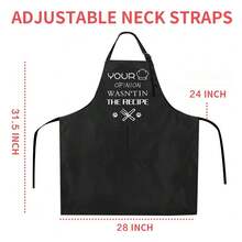 ZOORON Funny Black Chef Aprons For Men Adjustable BBQ Grill Kitchen CooFKing Aprons With Pockets, Grill Accessories,YourOpinionWasn'tintheReceipe - 你的意見不在食譜裡 - 查看 5