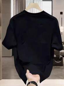 Manfinity Dauomo Hombre Verano letra impresa cuello redondo manga corta camiseta casual - Negro - Ver 4