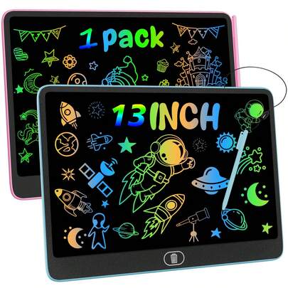 Bảng viết LCD lớn 13 inch, bảng vẽ, bảng phác thảo, đồ chơi giáo dục tại nhà, bảng viết tay cho trẻ em, bảng vẽ graffiti nhiều màu sắc, bảng ghi nhớ, xóa một chạm, quà tặng tái sử dụng, phù hợp cho bé trai và bé gái, đồ dùng học tập hoàn hảo, quà sinh nhật, quà Halloween & Giáng sinh cho trẻ em 3-8 tuổi.