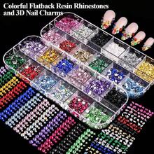 8 Boxes Nail Charms And Gems For Manicure, Flat Pearls Nail Flowers Nail Rhinestones And Charms For Nail Art, Colorful Pearl Nail Charm Nail Bows Multi Shapes Flatback Nail Design Kit Nail Accessories - Nhiều màu - Xem 4