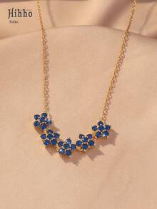 Hihho 1 件花朵设计 Cz 宝石镶嵌精致女士锁骨链，可作为礼物、情人节礼物、妈妈、母亲、母亲节礼物