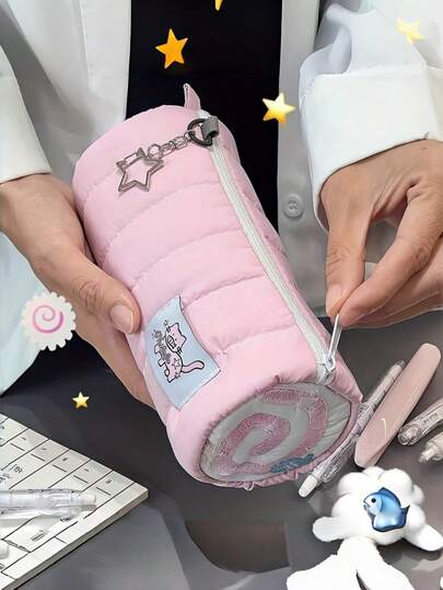 大容量可爱粉色猫咪造型铅笔盒，毛茸茸的鱼饼设计，文具收纳袋，高性价比铅笔盒，新款返校蝴蝶结铅笔盒 - 大号，也可作化妆包使用，小巧可爱，时尚百搭，大容量，女孩文具收纳盒，学习用品