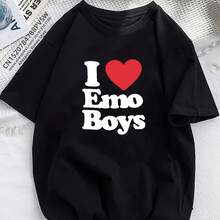 Camiseta con estampado gráfico de chica emo grunge para mujer, ropa urbana Harajuku 2024, camisetas casuales Y2K para mujer - Negro - Ver 1