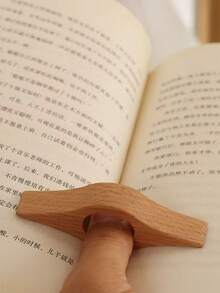 Minimalist Wooden Thumb Book Holder, Single-Hand Desktop Book Page Clip Reader - Log - View 3