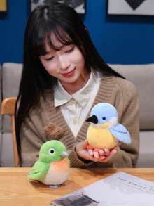 1pc Cute Realistic Bird Plush Doll, Interactive Bird Friend Doll Gift For Kids, Easter Bird Decor Plush - Multicolor - View 8