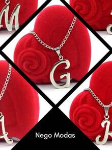 Letter Necklace With Stainless Steel Pendant, Cord With Initial Name A B C D E F G H I J K L M (All) - O - 查看 2