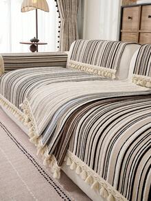 1pc Luxury Chenille Sofa Cushion Cover, Modern Minimalist Fashion Dust-Proof Anti-Slip Sofa Seat Pad, Khaki Color Washable Slipcover For Corner Sofa, Bedroom, Office, Living Room, L-Shaped And 1/2/3/4 Seater Sofa - Khaki - View 7