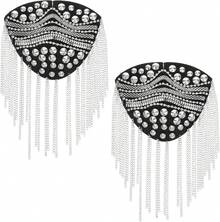 TENDYCOCO 1 Par Charreteras Con Borlas Charreteras Decorativas Adornos de Para Hombro Hombreras Para Ropa Mujer Decorativas DecoracióN De Hombrera Flecos De Pedreria Para Hombres Mujeres Performance - plata (estilo 4) - Ver 1