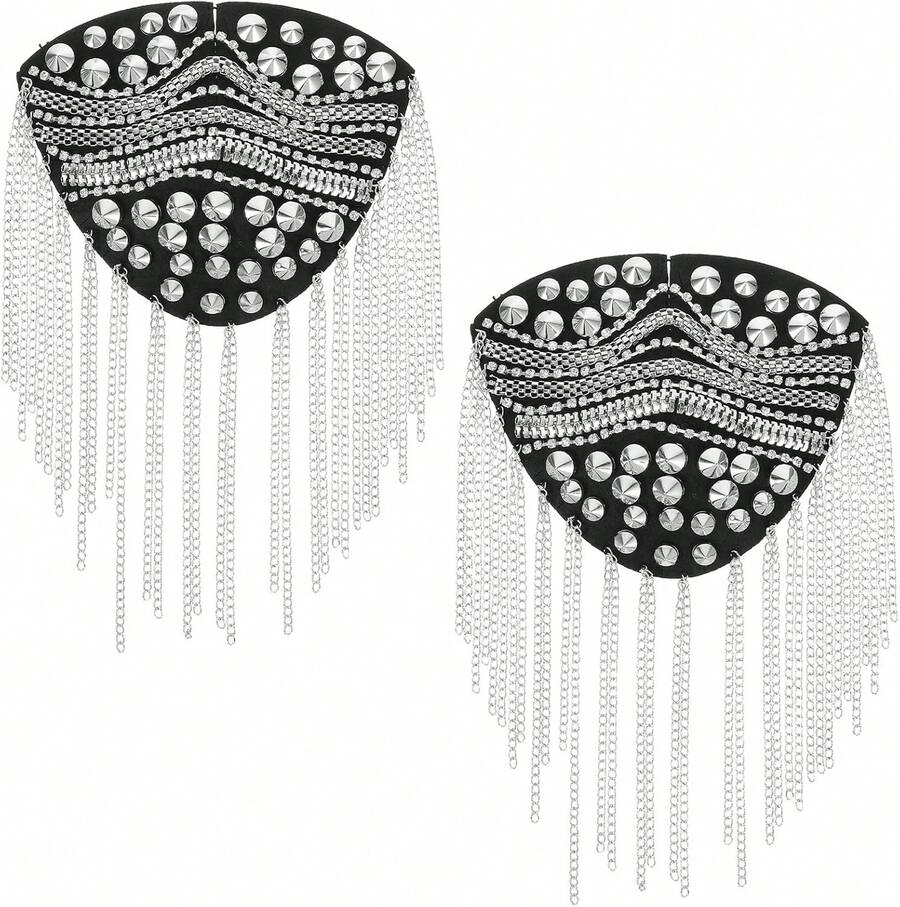 TENDYCOCO 1 Par Charreteras Con Borlas Charreteras Decorativas Adornos de Para Hombro Hombreras Para Ropa Mujer Decorativas DecoracióN De Hombrera Flecos De Pedreria Para Hombres Mujeres Performance - plata (estilo 4) - Ver 1