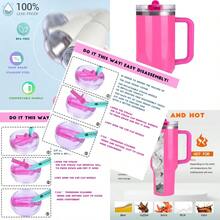 40 Oz Tumbler With Handle Quenchers ProTour Detachable Flip Straw Lid TumblerVacuum Insulated Tumblers With Top Leak Proof Lids And Flip Straw Reusable Insulated Cup Rose Red 40 Oz - Màu be - Xem 1