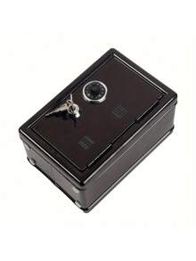 Heavy Duty Dual Key Safe Box - Heavy Duty Metal Structure, Large Capacity Security Box, Equipped With Dual Locking Mechanism, Key Input And Emergency Unlock Function, Compact Floor/Desktop Safe, Suitable For Home, Office, Commercial Use - Storages Cash, Jewelry, Valuables - No Power Needed, Sturdy And Portable (4.7x3.9x7.1 Inches), Suitable For Home, Office, Commercial Use - Black Modern Design - Multicolor - View 3
