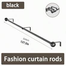 1pc Black/White/Gold Stainless Steel Shower Curtain Rod, Curtain Rod, Roman Rod, Sunshade Curtain Rod, Suitable For Bathroom Shower Curtains, Bedroom And Living Room Windows. - Multicolor - View 12