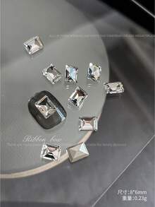 30pcs Shiny White Transparent Square Tip Diamond Glass Nail Art Rhinestone Decorations - Multicolor - View 2