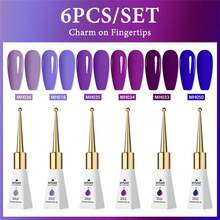 Mtssii 10ml 6pcs Glass Bottle Gel Nail Polish Set Nude Pink Solid Color Gel Polish Set Semi Permanent Nail Polish Varnish Soak Off UV LED Gel Nail Glue Manicure Kit Nail Supplies Nail Art DIY Home Salon Gifts For Women Nails - Multicolor - View 19