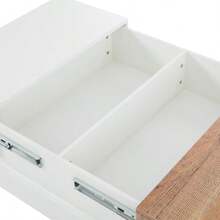 Mesa auxiliar de alto brillo de 70*70*39 cm con tablero extensible, mesa de centro cuadrada con almacenamiento oculto y divisores, blanco + color primario - Blanco - Ver 10