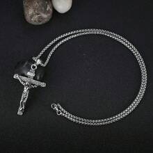 Jesus Christ INRI Pendant Necklace Suitable Teenagers Women Men Matching 24inch Stainless Steel Chain - Bạc - Xem 3