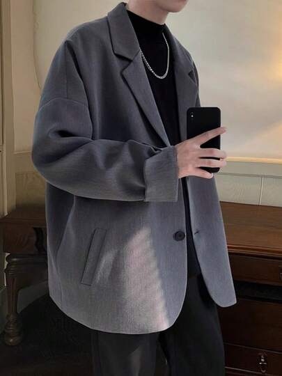 2025 春秋メンズ新作 、軽熟ワルっぽいイケメン風 、無地カジュアルスーツ 、韓国風ゆったりシルエット 、英国風ショートジャケット 、人気トレンドアイテム 、春秋職場軽通勤  カフェミーティング、友達小会、日常外出、探訪に適し 、柔軟高級質感 、利落万能 、多シーン対応 メンズファッション 人気新作