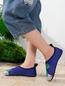 儿童/幼儿卡通印花速干沙滩/水鞋，新款软底训练水袜，夏季适用 - 寶藍色 - 查看 3